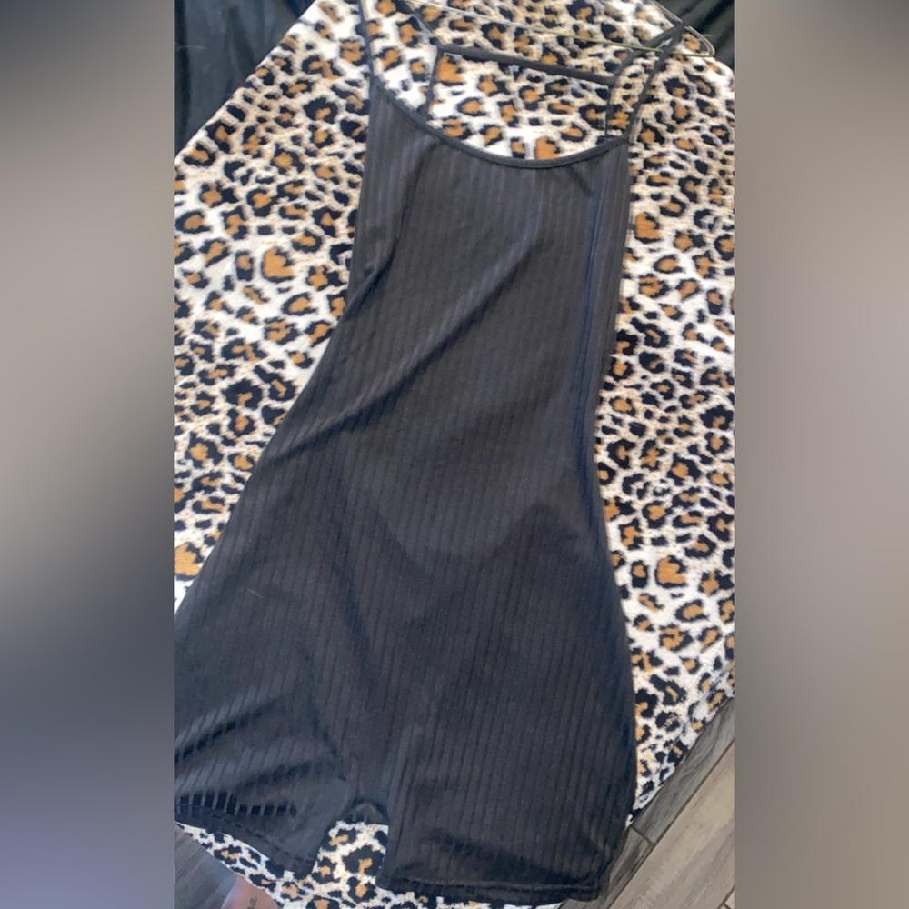 SHEIN Black Ribbed Bike Shorts Romper